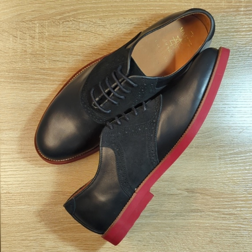 Surface To Air Black Leather Suede Red Sole Derby Oxford Saddle Wingtip Shoes 11